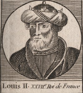 Porträt von Ludwig II. dem Stammler (846-879), König der Franken - Gravur aus 