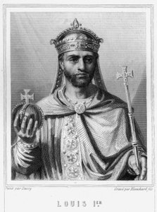 Porträt von Ludwig I. der Fromme (778 - 840), Kaiser des Westens - in „Histoire des Français“ von Lavallée, Gravur, sd