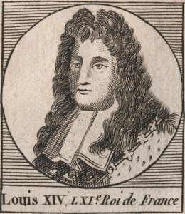 Porträt von Ludwig XIV. (1638-1715), genannt Ludwig der Große oder König Soleil, König von Frankreich - Ludwig XIV., bekannt als Ludwig der Große oder der Sonnenkönig - Gravur aus „Instruction sur l