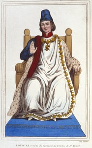 Porträt von Ludwig XI. im Kostüm des Ordens von Saint Michel (1423 - 1483) (Gravur 1830)