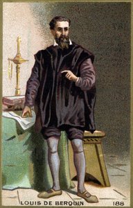 Porträt von Louis de Berquin (1485 - 1529), Ritter und Humanist. Chromolithografie des 19. Jahrhunderts.