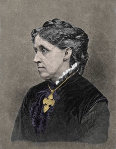 Porträt von Louisa May Alcott (1832-1888), amerikanische Schriftstellerin. Farbgravur aus dem 19. Jahrhundert von Unknown artist