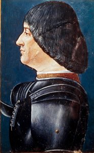 Porträt von Ludovico Maria Sforza genannt il Moro (1452-1508) Miniatur in „Grammatica“ von Aelius Donatus (Donato) von Unknown artist