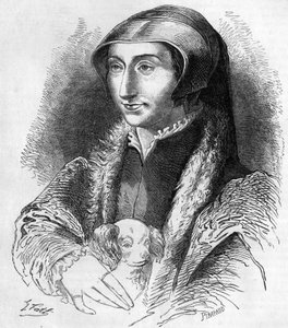 Porträt von Margarete von Navarra (Marguerite von Valois, Marguerite von Angoulême oder Marguerite von Frankreich (1492-1549) Königin von Navarra und Dichterin, Schwester von Franz I. (1553-1615). Gravur aus dem 19. Jahrhundert. von Unknown artist