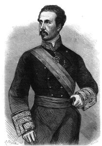Porträt von Marie Ferdinand Francois von Assisi de Bourbon, König von Spanien (1822-1902). Gravur in „Das Illustrierte Universum“