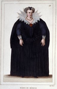 Porträt von Maria von Medici (1573 - 1642), Ehefrau von Heinrich IV. und Mutter von Ludwig XIII. Gravur von 1830