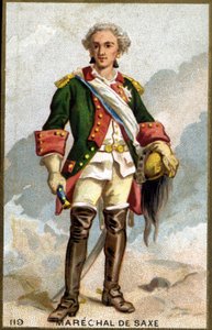 Porträt von Maurice, Graf von Sachsen, bekannt als Marschall von Sachsen (1696 - 1750), Marschall von Frankreich. Chromolithographie des 19. Jahrhunderts. von Unknown artist