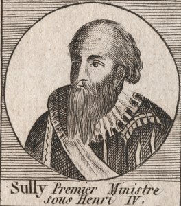 Porträt von Maximilian von Béthune (1559-1641), Herzog von Sully, Minister von Heinrich IV. - Maximilian von Béthune, erster Herzog von Sully, treuer rechter Hand, der König Heinrich IV. von Frankreich unterstützte - Gravur aus „Unterricht über die Geschic