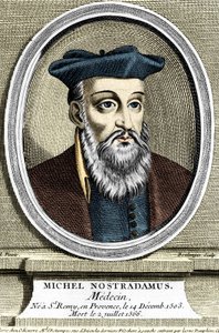 Porträt von Michel Nostradamus, Arzt und Astrologe, geboren in Saint-Remy-de-Provence am 14.12.1503 und gestorben am 02.07.1566. Gravur aus dem 17. Jahrhundert. von Unknown artist