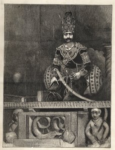 Porträt von Naser al-Din (1831-1896), Schah von Persien (Iran). Auch genannt Naseredin Schah, Nasserer-al-Din Schah Qajar, Nasser al-Din Schah Qajar, Nassiruddin Schah - (1831-1896) - 1873 von Unknown artist