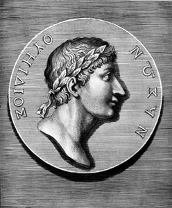 Porträt von Ovid im Medaillon. Gravur des 19. Jahrhunderts. Coll Maciet, Bibliothèque des Arts décoratifs, Paris von Unknown artist
