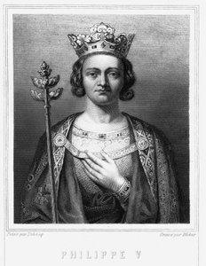 Porträt von Philipp V. der Lange (1294 - 1322), König von Frankreich - in „Histoire des Français“ von Lavallée, Gravur, sd von Unknown artist