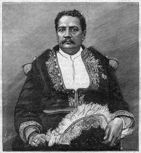 Porträt von Pomare V (1839-1891), dem letzten Monarchen von Tahiti - Gravur von Unknown artist