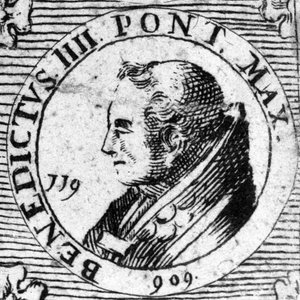 Porträt von Papst Benedikt IV. Gravur aus dem 19. Jahrhundert.