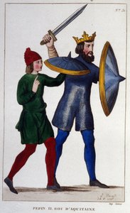 Porträt von Pippin II (823 - 864), König von Aquitanien. Gravur von 1830 von Unknown artist