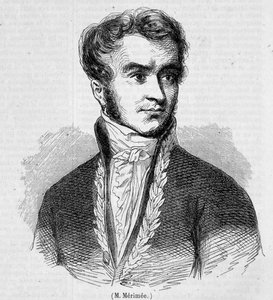 Porträt von Prosper Mérimée. Gravur aus dem 19. Jahrhundert.