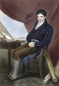 Porträt von Robert Fulton (1765 - 1815), amerikanischer Schiffbaumechaniker (Nautilus) (Gravur des 19. Jahrhunderts) von Unknown artist