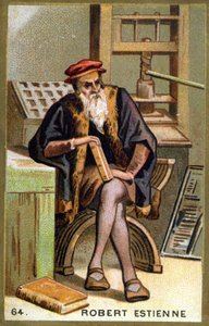 Porträt von Robert I Estienne (1498 - 1559) Humanist, Verleger und Drucker. Chromolithografie des 19. Jahrhunderts