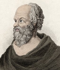 Porträt von Sokrates (470-399 v. Chr.), griechischer Philosoph. Gravur des 19. Jahrhunderts