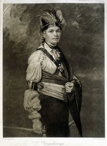 Porträt von Tayadaneega (oder Thayendanega), Anführer des Mohawk-Stammes (nordamerikanische Indianergruppe, Mitglied der Irokesen-Föderation)