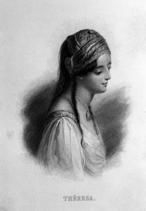 Porträt von Teresa Gamba in Guiccioli (19. Jahrhundert), verliebt in den Dichter George Gordon Byron. Gravur des 19. Jahrhunderts