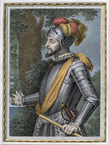 Porträt von Vasco Núñez de Balboa, spanischer Konquistador (1475-1517) - Stich 19. Jahrhundert
