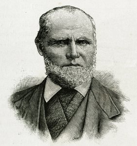Porträt von William Dunbar, Gletscherpilot der La Jeannette-Crew, für die Mission zum Nordpol. Gravur zur Illustration von „Le voyage de la Jeannette“