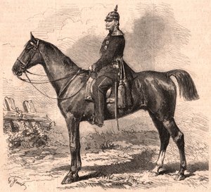 Porträt von Wilhelm I. in Uniform auf dem Pferd
