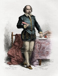 Porträt von William Shakespeare (1564-1616), englischer Schriftsteller - Gravur in „L