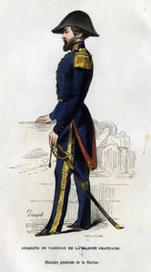 Porträt eines Schiffsoffiziers der französischen Marine. In „Allgemeine Geschichte der Marine“ von Van Tenac. von Unknown artist