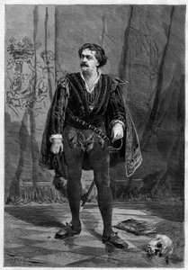 Porträt des Schauspielers Ernesto Rossi in der Rolle des Hamlet von William Shakespeare im Theater Ventadour in Paris im Jahr 1875.