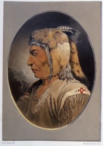 Porträt eines Indianers: Man-Ce-Muckt - in "Wanderungen eines Künstlers unter den Indianern Nordamerikas" von Paul Kane, Longmans & Roberts, London