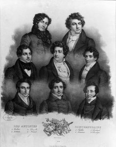 Porträt verschiedener Opernsänger: 1 Giovanni Battista Rubini (1794-1854) 2 Luigi Lablache (1794-1858) 3 Domenico Donzelli (1790-1873) 4 Adolphe Nourrit (1802-1839) 5 Choblet; 6 Nicolas Prosper Levasseur (Le Vasseur) (1791-1871) 7 Louis Antoine Ponchard von Unknown artist