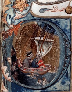 Porträt des italienischen Dichters Dante Alighieri auf Charons Boot - Miniatur von Unknown artist