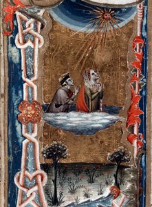 Porträt des italienischen Dichters Dante Alighieri mit Beatrice, in der Göttlichen Komödie - Miniatur