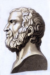 Porträt des griechischen Philosophen Zenon von Kition (335 v. Chr. - 264 v. Chr.), Begründer des Stoizismus. Gravur aus dem 19. Jahrhundert