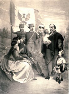 Porträt des italienischen Patrioten und Helden des Risorgimento Giuseppe Garibaldi mit seinen Kindern von Unknown artist