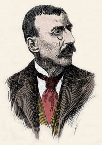 Porträt des portugiesischen Schriftstellers und Diplomaten Jose Maria de Eeca de Queiros oder Queiroz (1845-1900). Gravur des 19. Jahrhunderts