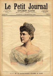 Porträt der Großherzogin Vladimir von Russland, geboren 1854, Prinzessin Maria von Mecklenburg-Schwerin und 1874 verheiratet mit dem jüngeren Bruder des Zaren, Großherzog Vladimir Alexandrowitsch Romanow (1847-1909). Gravur in „Le petit“ von Unknown artist