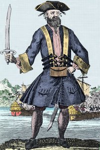 Porträt des Piraten Edward Teach genannt Barbenoire (Blackbeard oder Schwarzbart) von Unknown artist