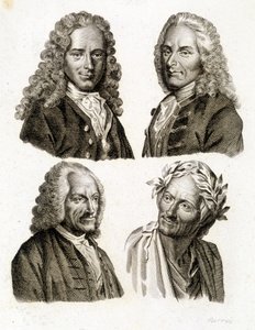Porträts von Voltaire in verschiedenen Altersstufen - Gravur