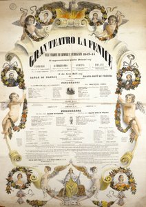 Plakat für die Aufführung der Oper „Aida“ des italienischen Komponisten Giuseppe Verdi (1813-1901) für die Aufführung im Theater La Fenice in Venedig 1843-1844 von Unknown artist