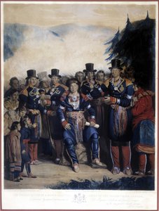 Vorstellung des neu gewählten Häuptlings der Huron-Indianer von Kanada von Unknown artist