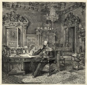 Prinz Alexander von Bulgarien (1857-1893), in seinem Arbeitszimmer - Alexander von Battenberg - Porträt von Alexander I. von Bulgarien oder Alexander von Battenberg (1857-1893) in seinem Arbeitszimmer - 1886 - von Unknown artist