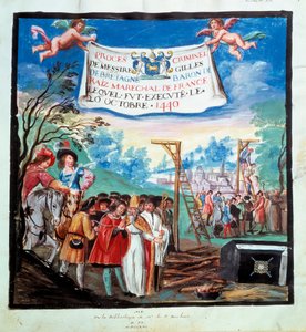Prozess von Gilles de Rais (Hinrichtung, Galgen und Metzger) (15. Jahrhundert) von Unknown artist