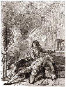 Professor Georges Guillaume Richmann (1711-1753) starb in seiner Werkstatt bei einem Experiment mit einem Elektrometer von Unknown artist