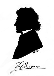Profilsilhouette des polnischen Komponisten Frederic Chopin (1810-1849) mit Autogramm. 19. Jahrhundert von Unknown artist