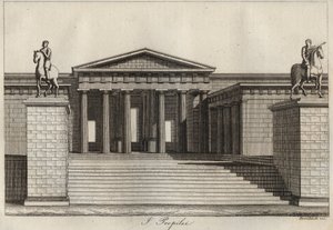 Propyläen (Propilei) (Akropolis von Athen) Gravur aus „Usi e Costumi di Tutti i Popoli dell