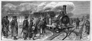 Öffentlicher Verkehr: Dampfbus für die Straßenbahnen von Lissabon (Larmanjat-System). Portugal von Unknown artist