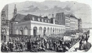 Quai des Augustins: Marche de la Vallee - Gravur in „Tableau-de-Paris“ von Edmond Texier von Unknown artist